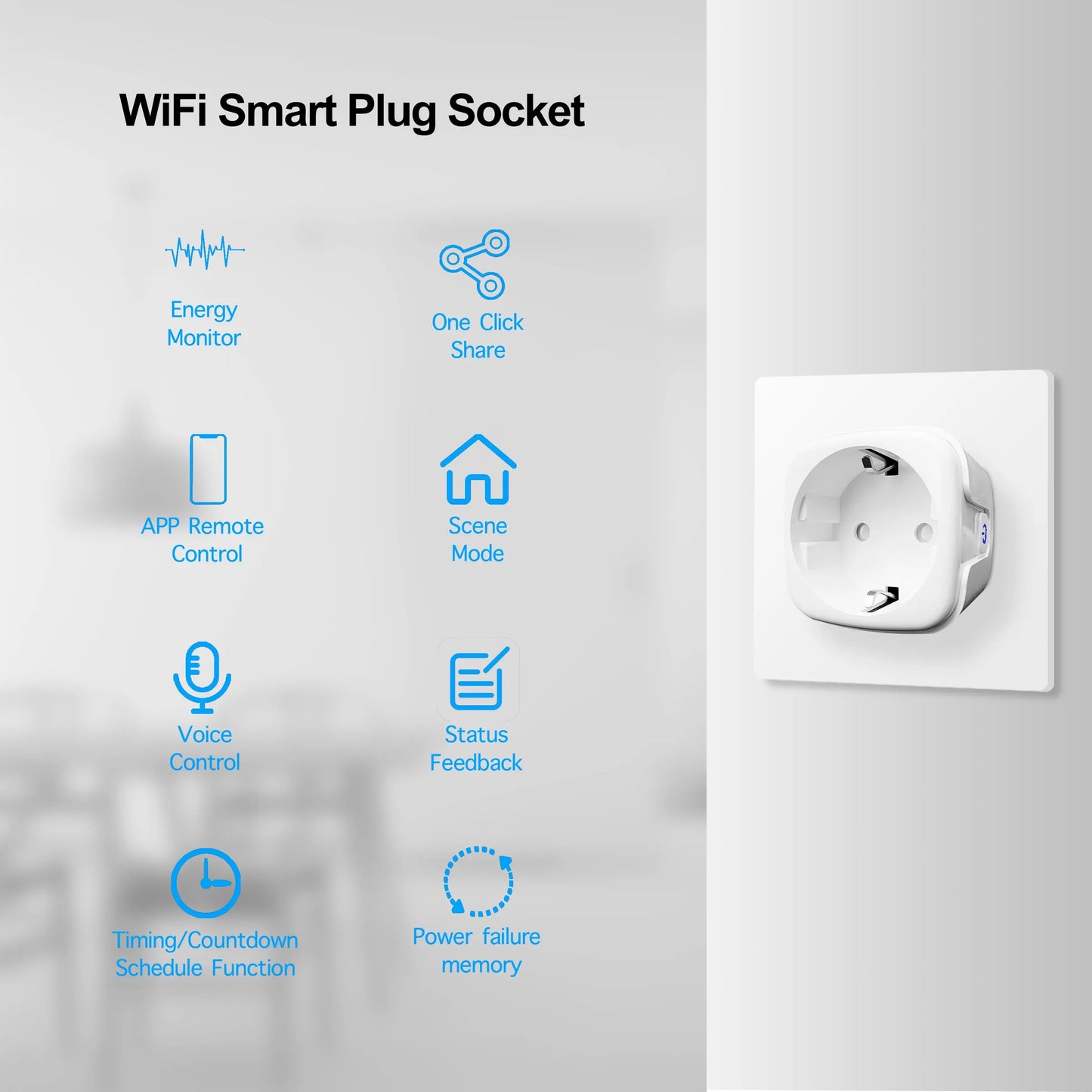 EU Smart Socket 16A/20A –  WiFi, Energy Monitor