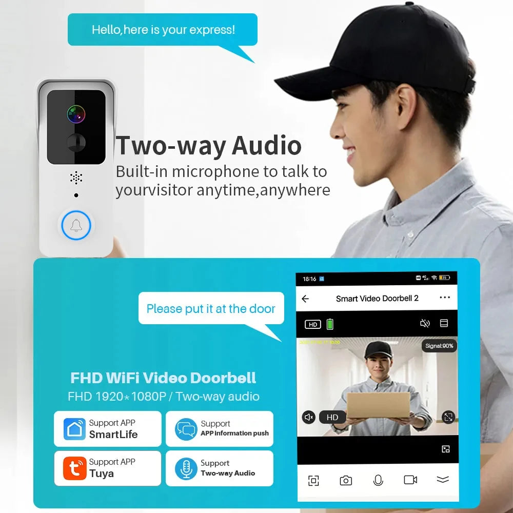 Wireless Video Doorbell with Camera