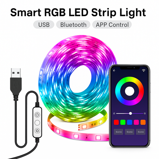 Smart RGB LED Strip Light (USB, Bluetooth, APP Control)